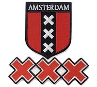 B2SEE Ecusson Patch Drapeau Pays Bas Amsterdam Hollande brodé-rie a Coudre thermocollant