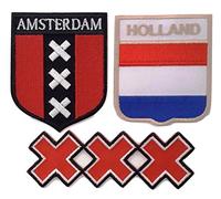 B2SEE Ecusson Patch Drapeau Pays Bas Amsterdam Hollande brodé-rie a Coudre thermocollant