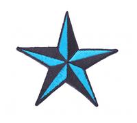 B2see Ecusson Patch Etoile Vetement brodé a Coudre ecusson thermocollant Noir et Bleu 7,5 cm
