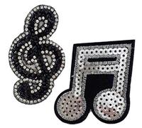 B2SEE Ecusson Patch Musique clé de Sol fête Anniversaire Strass Paillettes brodé-rie a Coudre thermocollant