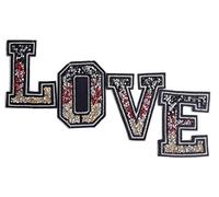B2SEE Ecusson Strass Lettres Amour Love en Couleurs allemandes Patch Strass à Coudre Vetement Couture thermocollant