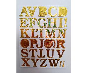 B2SEE Papeterie Autocollants Stickers Adesif Lettres Alphabet ABC d'or doré Petites décoratif