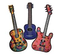 B2SEE Patch Écusson Guitare Collection de Trois Designs Applique Patches brodé thermocollant