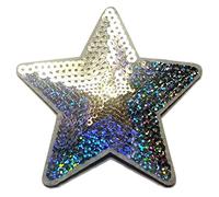 B2see Patch Etoile Écusson Paillette Applique Badge brodé-rie Couture thermocollant Etoile Argente Doree 9 cm