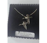 B38 Nouvelle Paire de canards Pendentif en argent sterling 925 fait à la main Chaîne de 50,8 cm avec Prideindetails Boîte cadeau