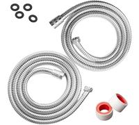 B3AD Lot de 2 Flexibles de Douche Universels 1,2m et 1,5m, Filetage G1/G2, Acier Inoxydable Chromé, Tuyau Intérieur EPDM, Écrous et Inserts en Laiton, Rotation 360° Anti-Torsion