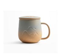 B3F7M4R9J2 Taza Chic Tasse à café en céramique avec filtre intérieur, capacité de 325 ml, idéale for le bureau ou comme cadeau aux aînés(Yellow)
