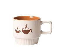 B3F7M4R9J2 Taza Chic Tasse à café en céramique épaisse, 1 pièce, capacité 300 ml, motif rayé, for cafés et petits-déjeuners la maison
