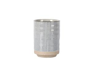 B3F7M4R9J2 Taza Chic Tasse en céramique à rayures bleues de grande capacité avec un design rétro Latte Art rehaussé