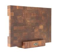 B4K 37х27х4,3 cm avec support en bois de chêne | Planche à découper en chêne tourbe faite à la main avec poignées | Planche en bois de cerveau antibactérien avec pieds en silicone antidérapants |