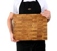 B4K® 43×33 cm Bloc à découper en chêne | Bois de bout artisanal huilé | Pieds en silicone antidérapants | Surface hygiénique antibactérienne