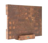 B4K 43х33 x 4,3 cm avec support - Bloc à découper en chêne - Planche en bois de cerveau avec poignées et pieds en silicone - Planche en bois de cerveau antibactérienne - Planche à découper