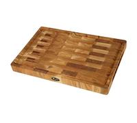 B4K Bloc à Découper en Bois de Chêne 45x30x4 cm | Planche en Bois de Bout avec Poignées et Pieds en Silicone | Surface Antibactérienne | Respectueux des Couteaux