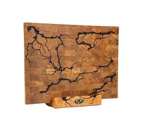 B4K® Bloc à découper en chêne avec support - 40 x 30 x 4 cm - Design Lichtenberg-Blitze - Planche à découper de qualité supérieure avec poignées - Planche à découper fabriquée à la main -