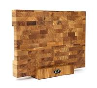 B4K - Bloc de hachoir en chêne - Planche en bois de cerisier antibactérienne avec poignées et pieds en silicone - Support