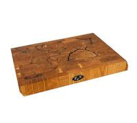 B4K® Bloc en bois de chêne de 35 x 25 x 4 cm, design d'éclairs Lichtenberg, planche en bois de sanglier avec poignées, planche à découper faite main, antibactérienne et respectueuse des couteaux