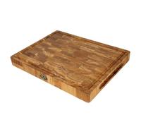 B4K® Planche à Découper en Bois de Chêne 40x30x4 cm avec Poignées et Pieds en Silicone | Bloc à Découper Antibactérien | Construction de Bout