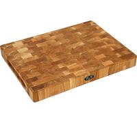 B4K Planche à Découper en Chêne Massif - 40 × 30 × 4 cm - Bloc de Hachage avec Poignées et Pieds en Silicone - Antibactérien - Parfaite pour la Cuisine et la Viande