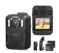 B4K2 128G 4K Petite caméra corporelle GPS de Police Deux Batteries 3000mAh 16H Enregistrement Mini caméscopes avec Station Charge