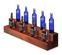 B4Life Étagère de présentation de Bouteilles de Bar à Alcool, étagères de Bar en Bois véritable à 2 Niveaux pour Bouteilles d'alcool, étagère de Bar pour Alcool, étagères d'alcool,