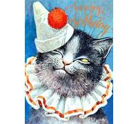 B6 Carnet avec enveloppe Chat d'anniversaire - Clown