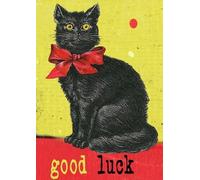 B6 Carnet avec enveloppe Chat noir Bonne chance