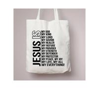 (B6300-TBWH-M) Sac à main Mon Dieu Jésus est Roi Sac bandoulière femme Sac cabas décontracté en toile