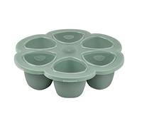 BÃ‰ABA, Multiportions Silicone De Qualité Premium, Résistance Thermique Extrême, Four Et Micro-onde, 6 Alvéoles Indépendantes, Couvercle Hermétique, Fabriqué En Italie, 6x90 Ml, Sauge