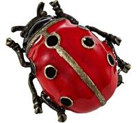 ba bijou-art Broche coccinelle en émail rouge, doré, noir, en laiton, 4 x 3 cm