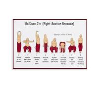 Ba Duan Jin Poster Eight Section Brocade Qigong Exercise Chart Chinese Kung Fu Wall Art Canvas Painting Print for Home Gym Yoga Studio Decor(Framed,12x18inch(30x45cm))