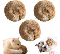 Ba/lle en fausse fourrure de lapin pour chat, jouet à l'herbe à chat, balle moelleuse à l'herbe à chat pour mâcher et jouer, balle de 8 cm en fausse fourrure de lapin, lavable et amusante à poursuivre