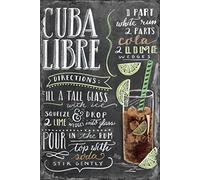 BA Market Plaque murale en tôle vintage - Cuba Libre - 20 x 30 cm - Pour café, bar, maison - Rétro nostalgie - De qualité supérieure - Avec trous - Pour fixation murale - Motif Cuba Libre