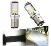 BA20D Ampoule LED H6 LED Ampoule H616 de phare de moto S2 Ampoule pour phare de moto 9-80V 12W COB Puces LED feux de jour led Blanc 6500K, Lot de 2