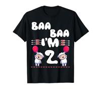 Baa Baa I'm 2 Farm Sheep Fête d'anniversaire 2 Ans T-Shirt Graphique avec Valeur, Homme, Noir, S