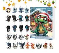 baabeash 24 jours de l'Avent, 2D en acrylique mignon dragon ornement bébé ornement 24 jours de l'Avent, calendrier de compte à rebours Merry Christmas 2025, pendentif animal pour rétroviseur, mur