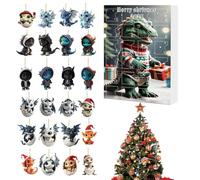 baabeash Calendrier de compte à rebours de Noël 24 jours, 2D en acrylique mignon dragon ornement bébé ornement 24 jours de l'Avent, calendrier de compte à rebours Merry Christmas 2025 avec pendentif