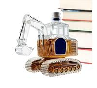 baabeash Carafe à Whisky - Bouteille en Verre 350ml en Forme de Pelleteuse Humour - Statue en Verre pour Alcools,Pour Bourbon, Bar à la Maison, Cadeau Homme Papa Anniversaire Mariage