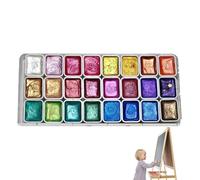 baabeash Ensemble D'aquarelle Nacrée, Ensemble De Peinture Aquarelle 24 Couleurs, Kits De Peinture Artisanale, Palette De Peintures Aquarelle Multicolore Créative Pour La Peintures Chinoise, Manucure