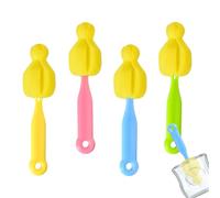 baabeash Lot de 4 brosses pour tétine de biberon - Éliminateur de taches avec éponge pour tétine - Nettoie les biberons portable pour voyager, avion, voiture, maison