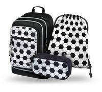 Baagl Ensemble sac à dos d'écolier pour fille 3 pièces - Cartable à partir de 3e classe - Cartable d'école primaire avec sangle de poitrine - Cartable ergonomique, Goal, Pratique