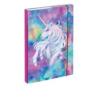 Baagl Boîte à cahiers pour cartable A4 - Classeur pour enfants avec élastique et rabats intérieurs - Classeur, boîte à cahiers avec élastique pour filles (Unicorn)