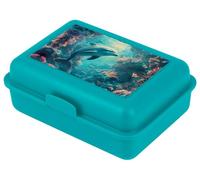 Baagl Boîte à lunch enfant école fille garçon boîte à goûter (Dauphin) - Turquoise - 1 compartiment - Rectangulaire - Plastique - 1 unité