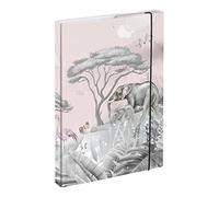 Baagl Boîte de classement pour cartable A4, Chemise pour enfants avec élastique et rabat intérieur, Classeur avec élastique pour fille (safari)