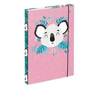 Baagl Boîte de classement pour cartable A4, pour enfants, avec élastique et rabat intérieur, boîte de collection avec élastique, pour fille, motif bébé koala