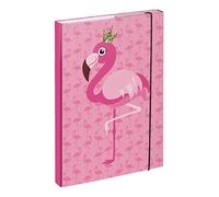 Baagl Boîte de classement pour cartable A4, pour enfants, avec élastique et rabat intérieur, boîte de collection avec élastique, pour fille, flamant rose