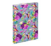 Baagl Boîte de classement pour cartable A4, pour enfants, avec élastique et rabat intérieur, boîte de collection avec élastique, pour fille, colibri