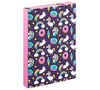 Baagl Boîte de classement pour cartable - Chemise A4 pour enfants avec élastique et rabat intérieur - Boîte de collection avec élastique pour garçons (licorne)