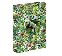 Baagl Boîte de classement pour cartable - Chemise A4 pour enfants avec élastique et rabat intérieur - Classeur avec élastique pour garçons (dinosaures)