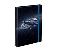 Baagl Boîte de classement pour cartable - Classeur A4 pour enfants avec élastique et rabats intérieurs - Classeur, boîte de rangement avec fermeture élastiquée pour garçons (Navette spatiale)