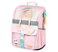 Baagl Cartable Fille pour 1ère classe - Sac d'école ergonomique pour enfants - Sac à dos d'école avec sangle de poitrine - Cartable primaire Cartable Tornister, Arc-en-ciel rose